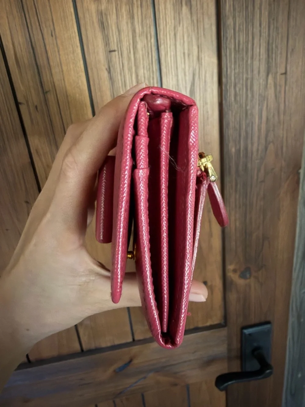 Prada Fucsia Saffiano Leather Bow Continental Wallet - Picture 7 of 9